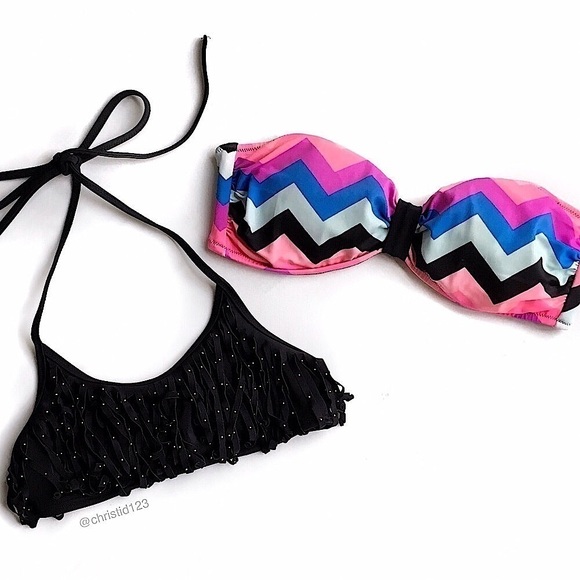 PINK Victoria's Secret Strapless & Fringe Bikini Tops - Picture 1 of 8